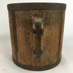 Antique C1900 Japanese Handmade Wooden Rice Bucket Masu Brown JK220