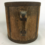Antique C1900 Japanese Handmade Wooden Rice Bucket Masu Brown JK220