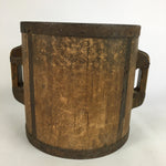 Antique C1900 Japanese Handmade Wooden Rice Bucket Masu Brown JK220