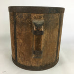Antique C1900 Japanese Handmade Wooden Rice Bucket Masu Brown JK220