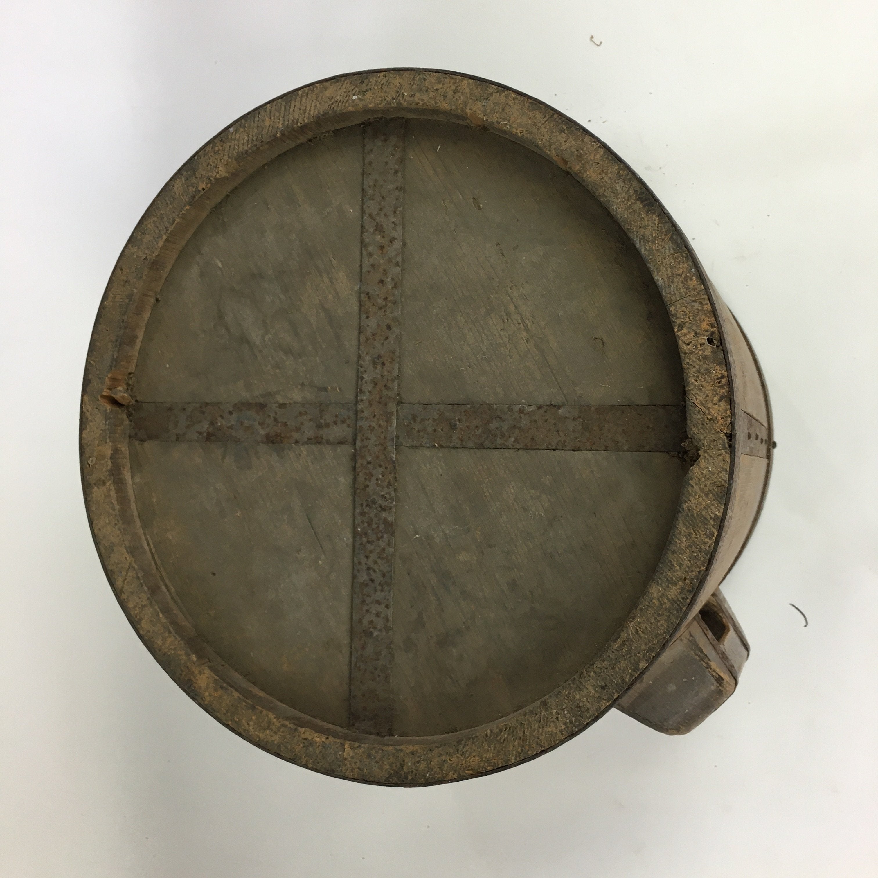 Antique C1900 Japanese Handmade Wooden Rice Bucket Masu Brown JK220