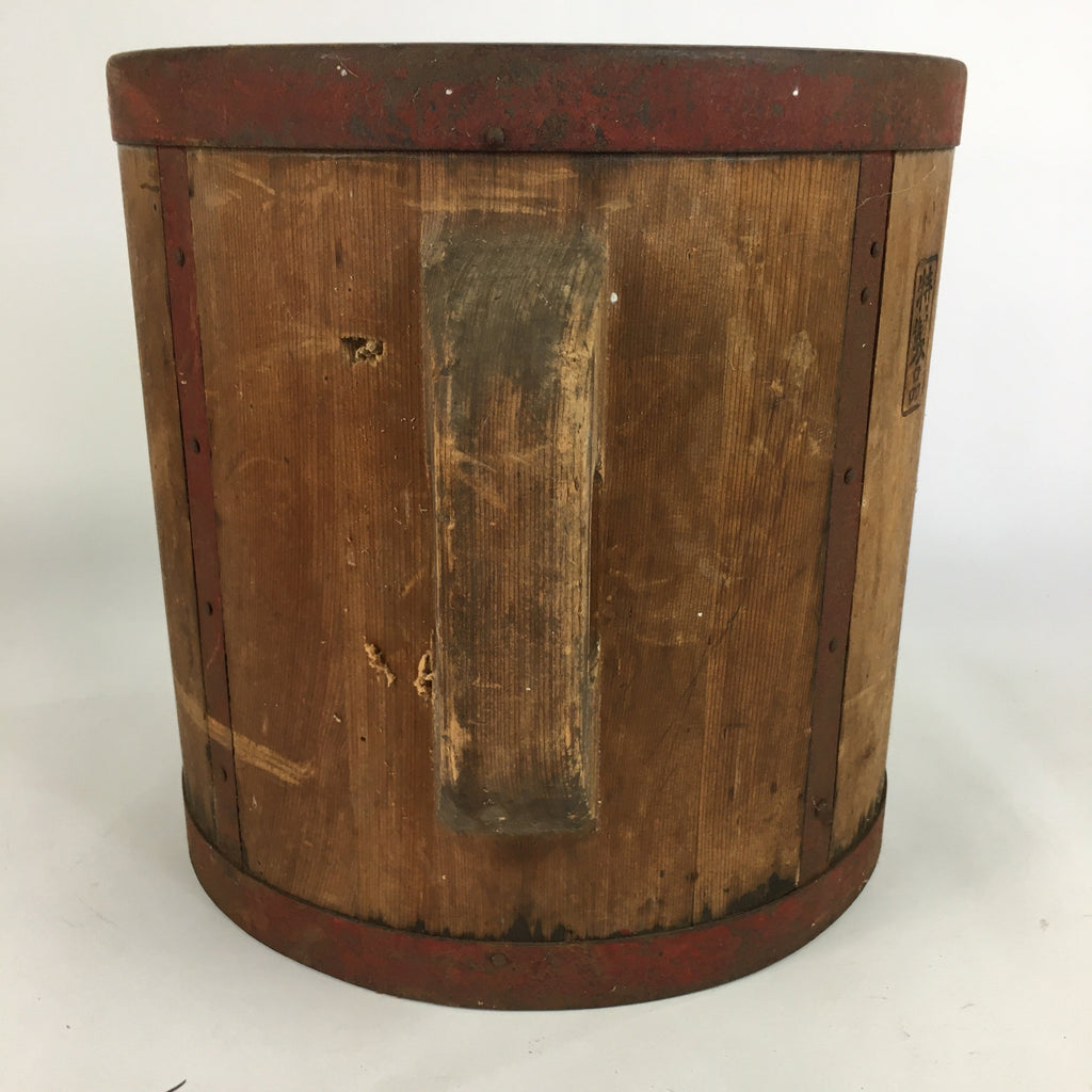 Antique C1900 Japanese Handmade Wooden Rice Bucket Masu Brown JK221