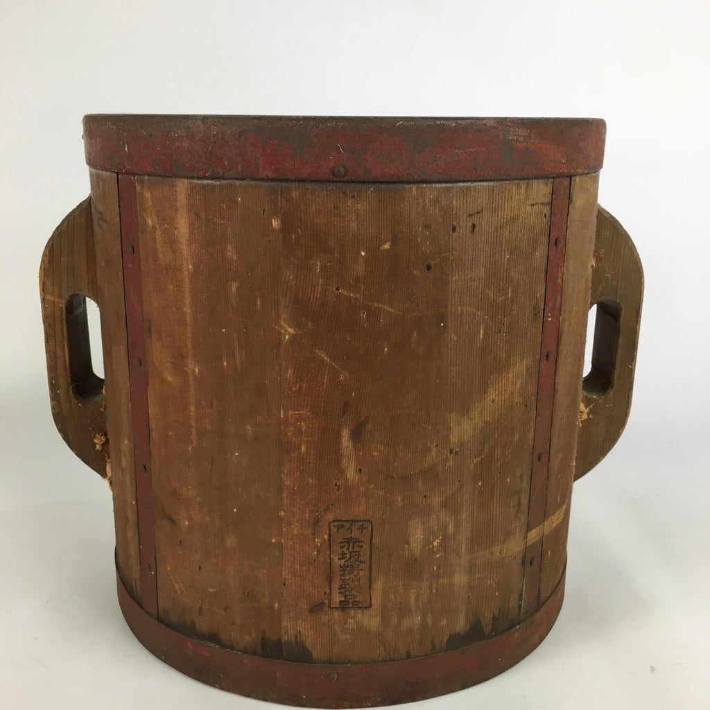 Antique C1900 Japanese Handmade Wooden Rice Bucket Masu Brown JK221
