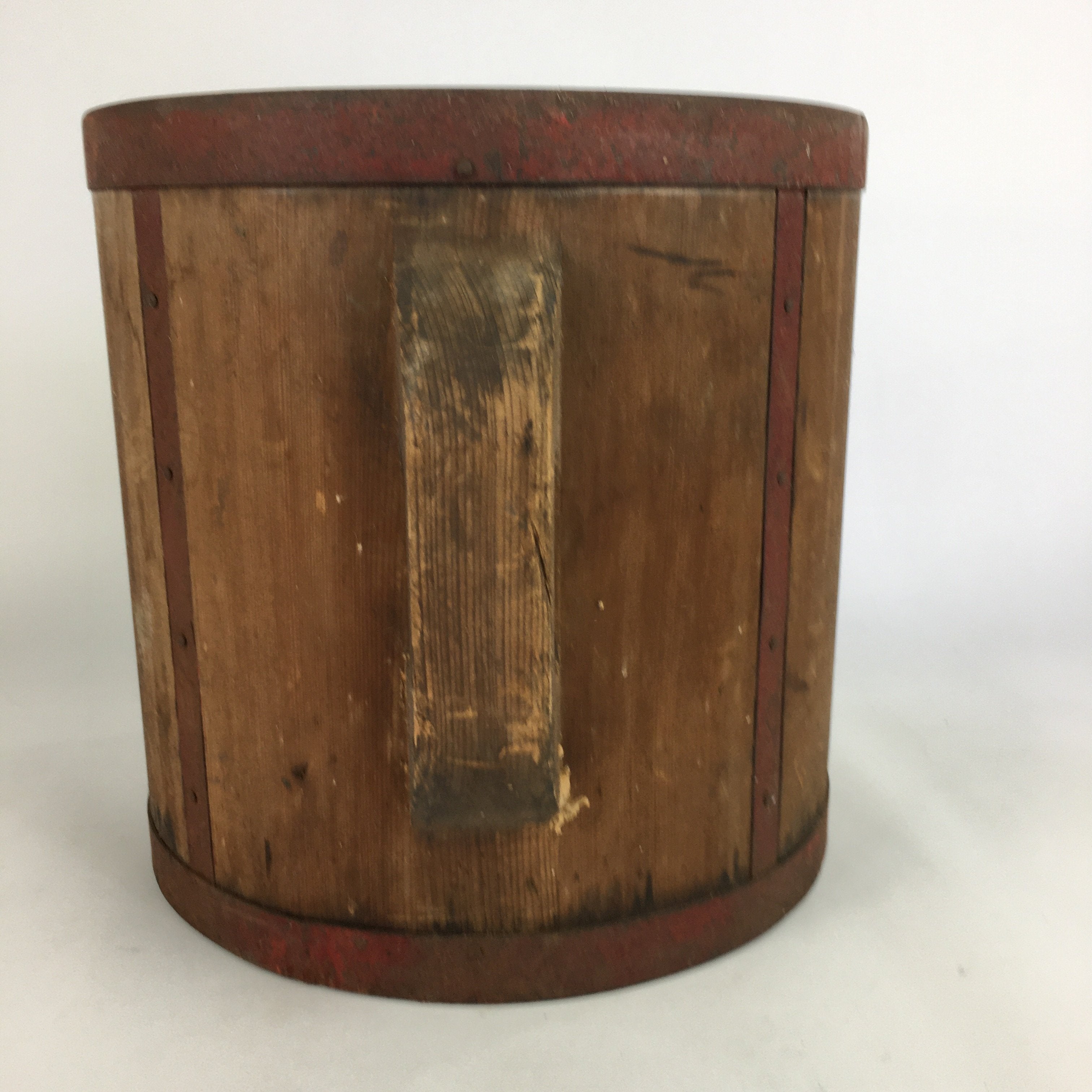 Antique C1900 Japanese Handmade Wooden Rice Bucket Masu Brown JK221