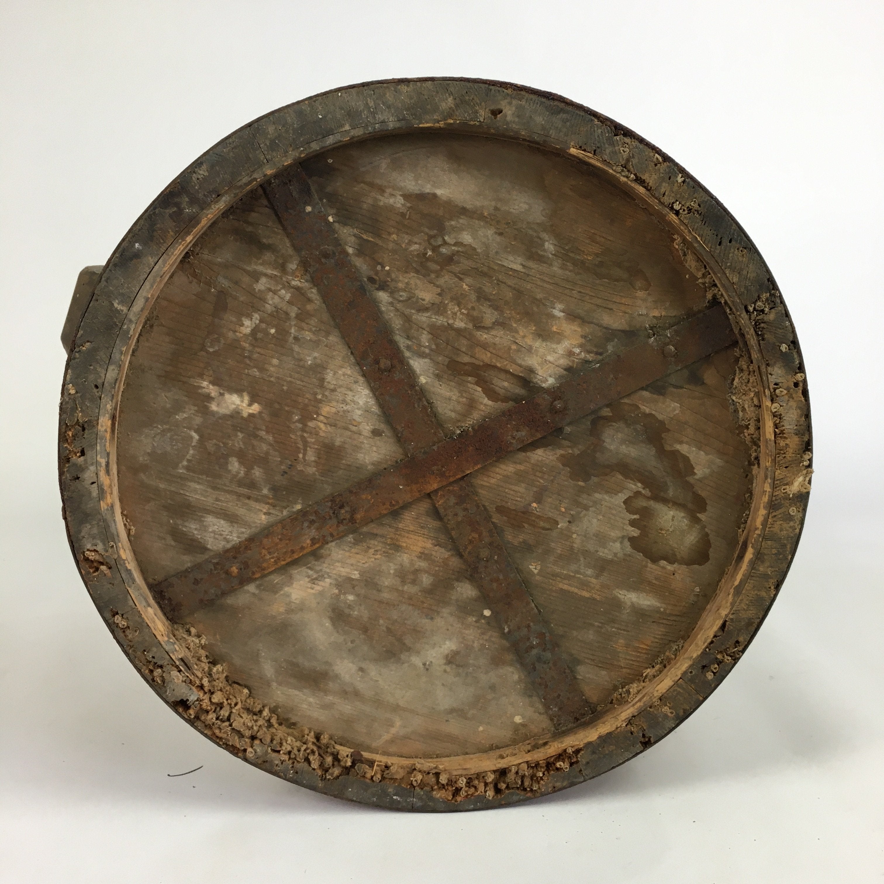 Antique C1900 Japanese Handmade Wooden Rice Bucket Masu Brown JK221