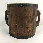 Antique C1900 Japanese Handmade Wooden Rice Bucket Masu Brown JK238
