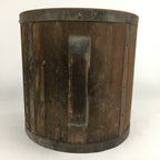 Antique C1900 Japanese Handmade Wooden Rice Bucket Masu Brown JK238