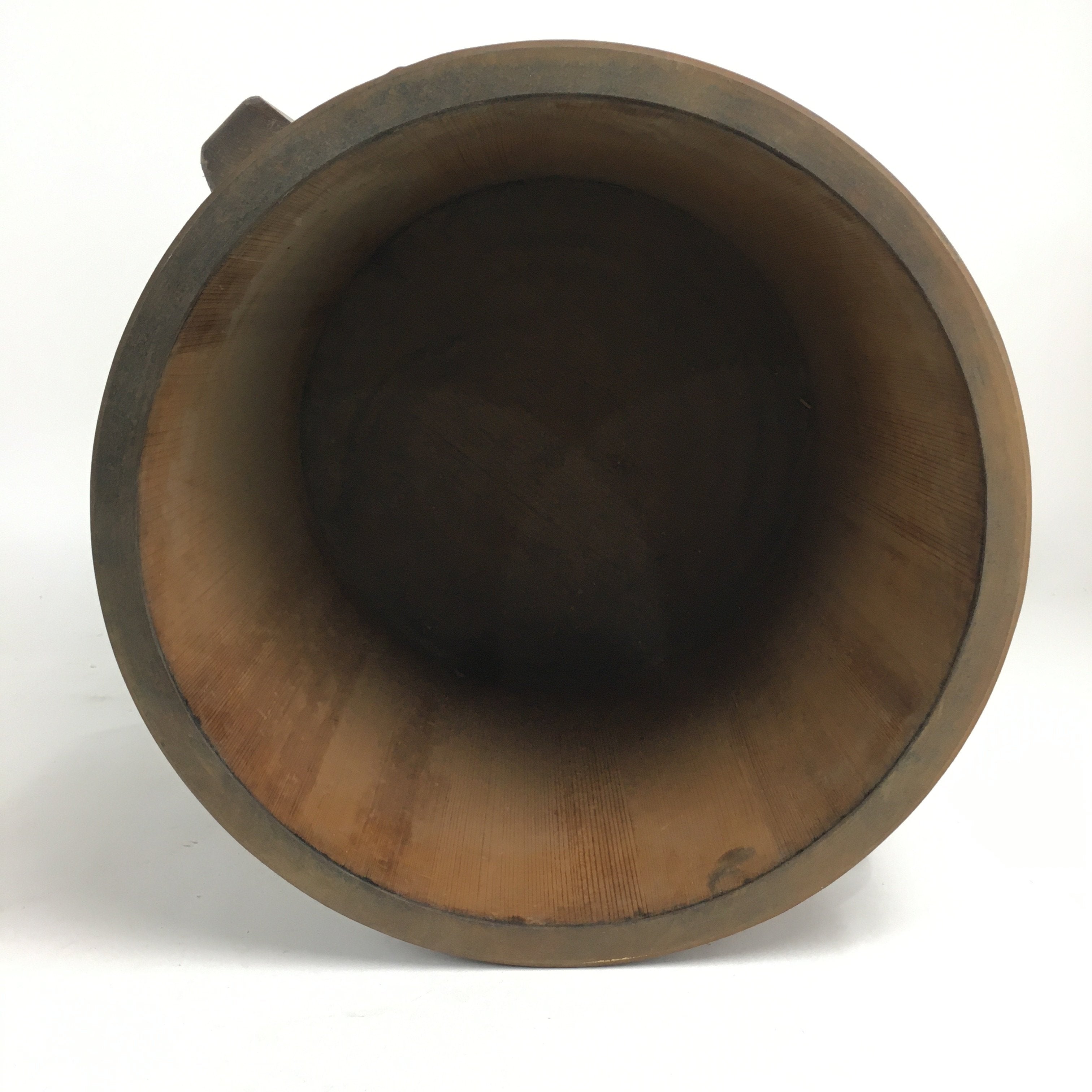 Antique C1900 Japanese Handmade Wooden Rice Bucket Masu Brown JK238