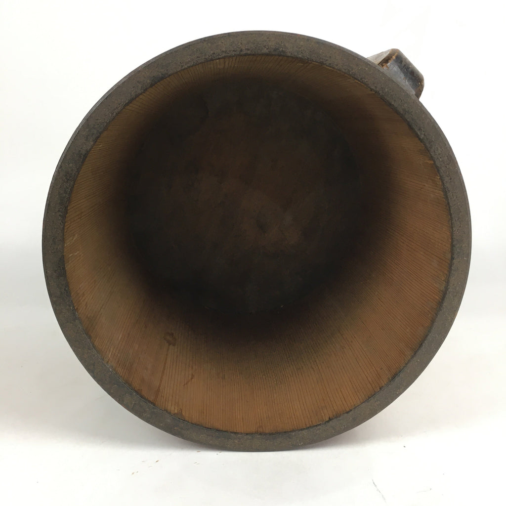 Antique C1900 Japanese Handmade Wooden Rice Bucket Masu Brown JK255