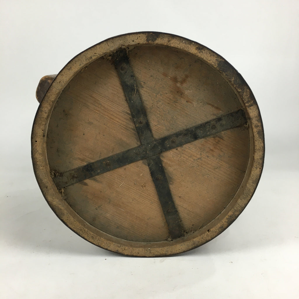 Antique C1900 Japanese Handmade Wooden Rice Bucket Masu Brown JK256