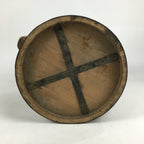 Antique C1900 Japanese Handmade Wooden Rice Bucket Masu Brown JK256