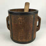 Antique C1900 Japanese Handmade Wooden Rice Bucket Masu Brown JK256