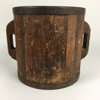 Antique C1900 Japanese Handmade Wooden Rice Bucket Masu Brown JK263