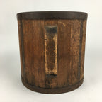 Antique C1900 Japanese Handmade Wooden Rice Bucket Masu Brown JK263