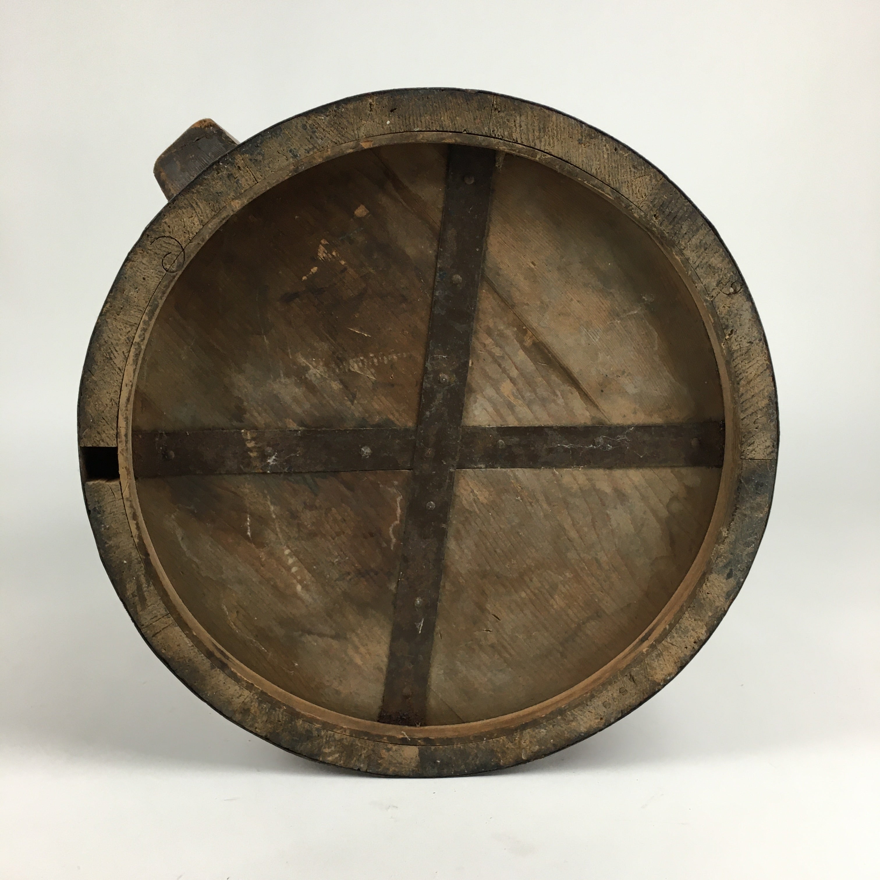 Antique C1900 Japanese Handmade Wooden Rice Bucket Masu Brown JK263
