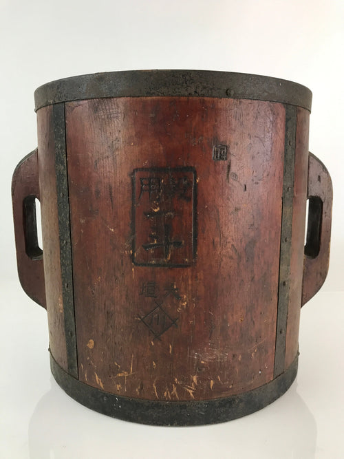 Antique C1900 Japanese Handmade Wooden Rice Bucket Masu Brown JK402