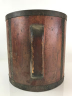 Antique C1900 Japanese Handmade Wooden Rice Bucket Masu Brown JK402