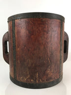 Antique C1900 Japanese Handmade Wooden Rice Bucket Masu Brown JK402