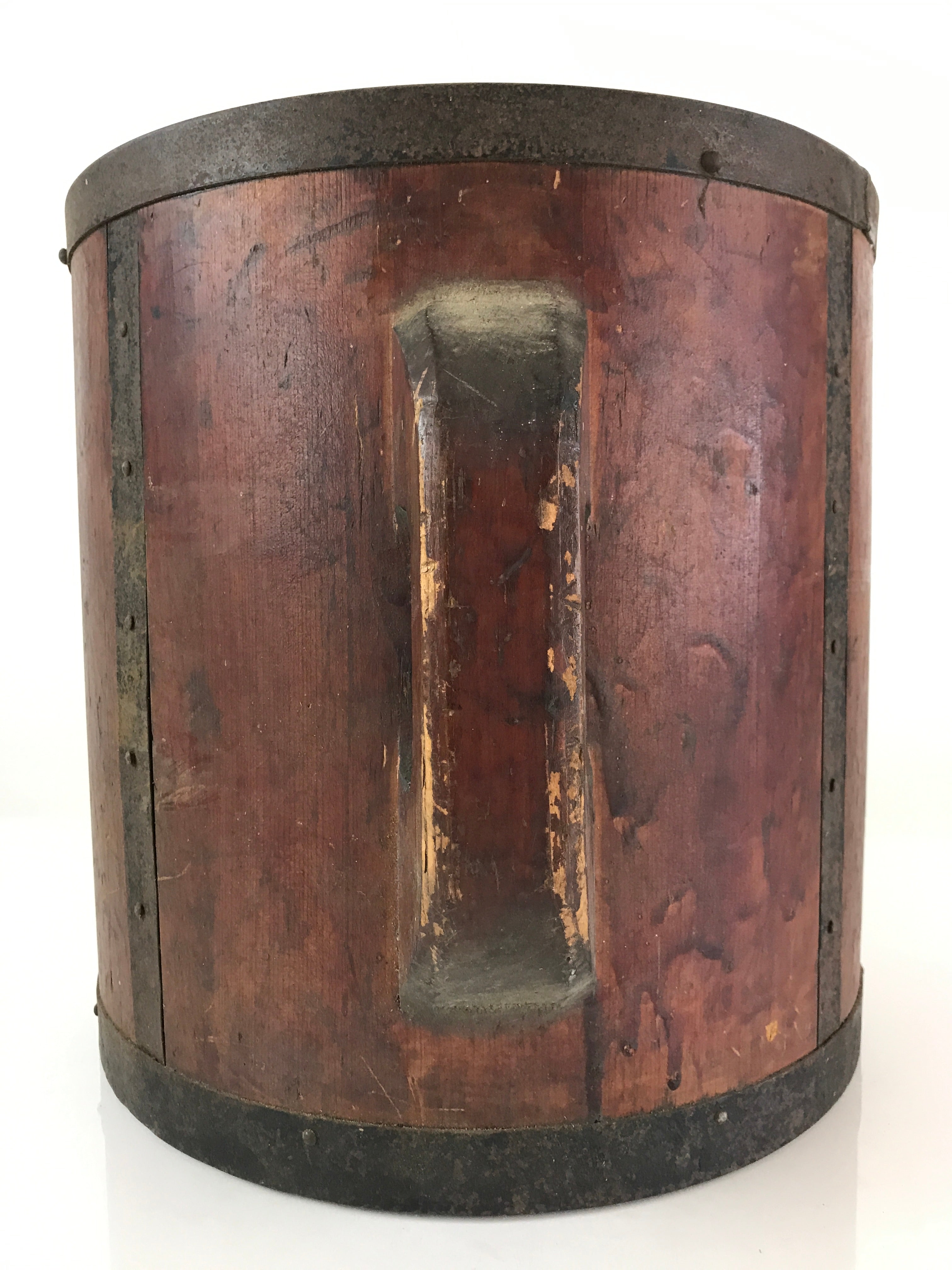Antique C1900 Japanese Handmade Wooden Rice Bucket Masu Brown JK402