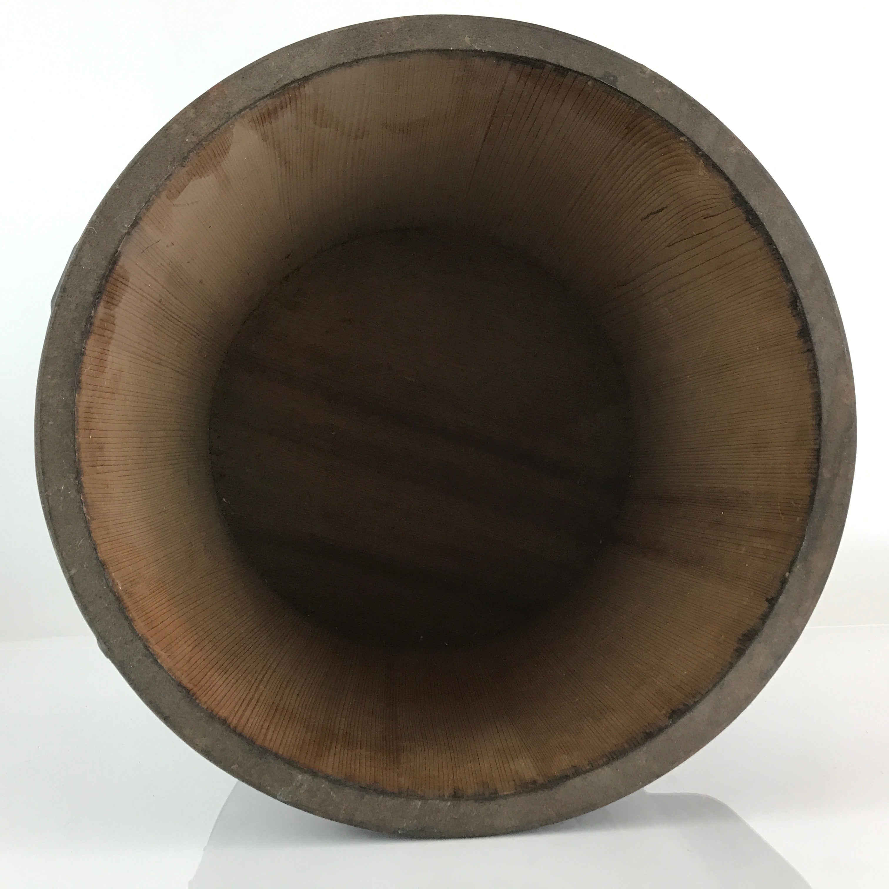 Antique C1900 Japanese Handmade Wooden Rice Bucket Masu Brown JK402