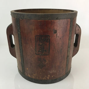 Antique C1900 Japanese Handmade Wooden Rice Bucket Masu Brown JK402