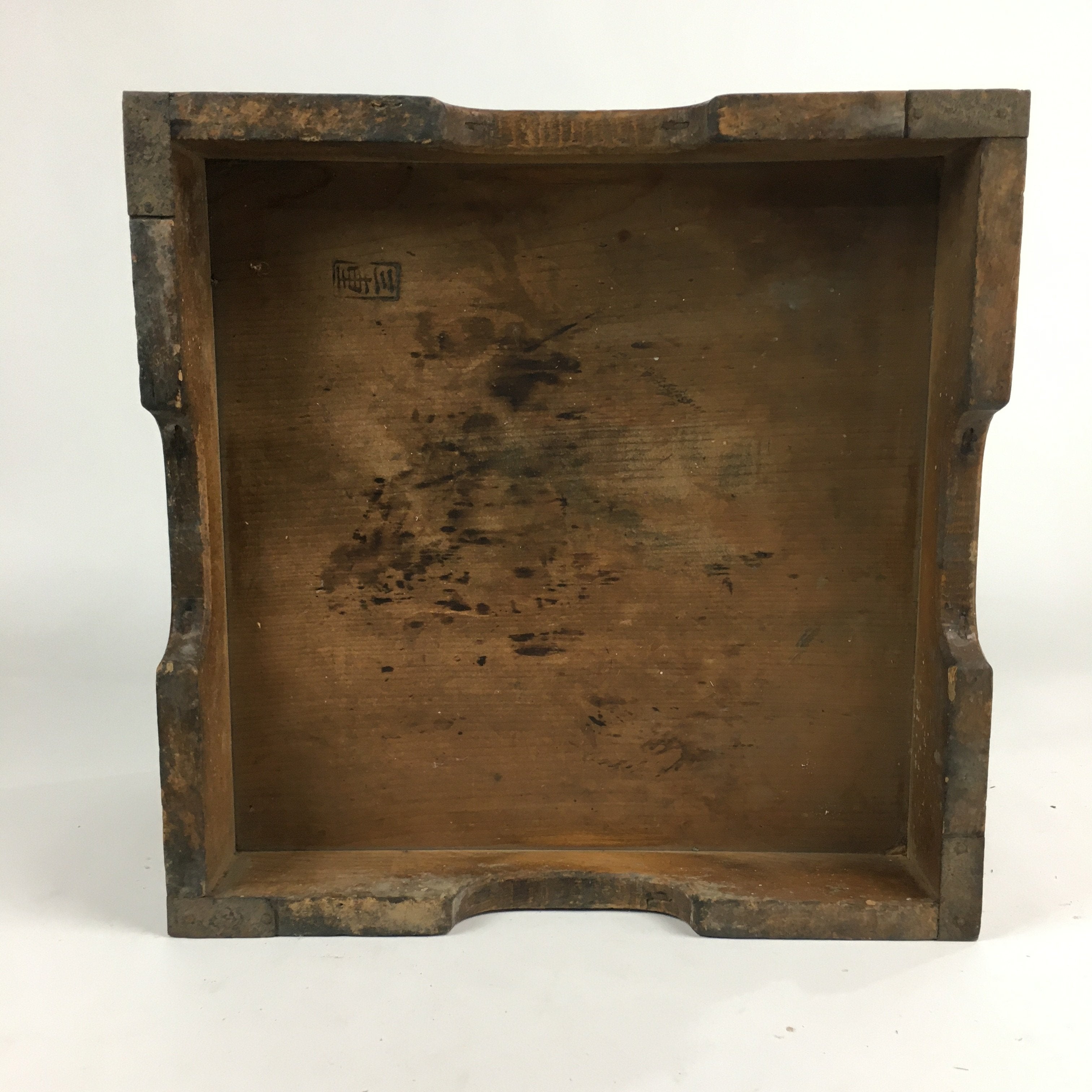 Antique C1900 Japanese Handmade Wooden Rice Measuring Cup Masu Brown JK239
