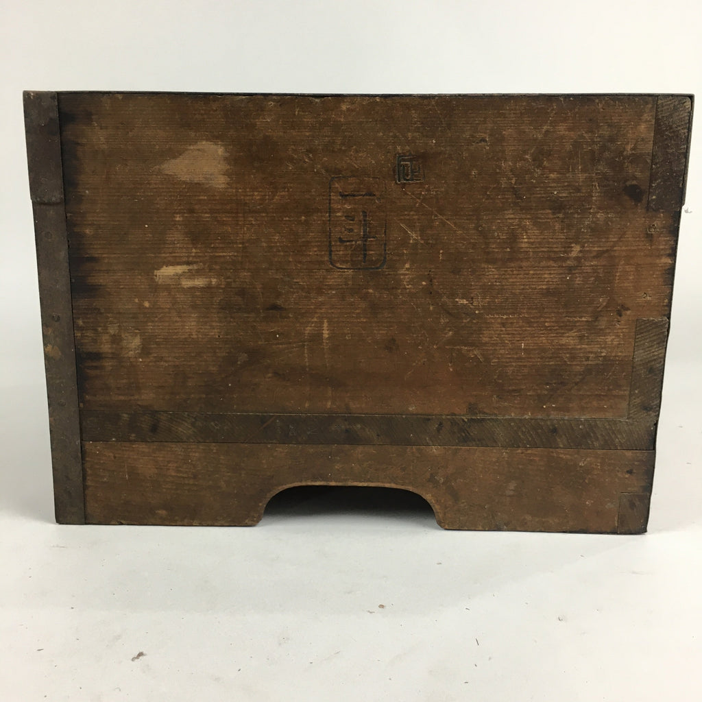 Antique C1900 Japanese Handmade Wooden Rice Measuring Cup Masu Brown JK239