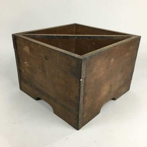 Antique C1900 Japanese Handmade Wooden Rice Measuring Cup Masu Brown JK239