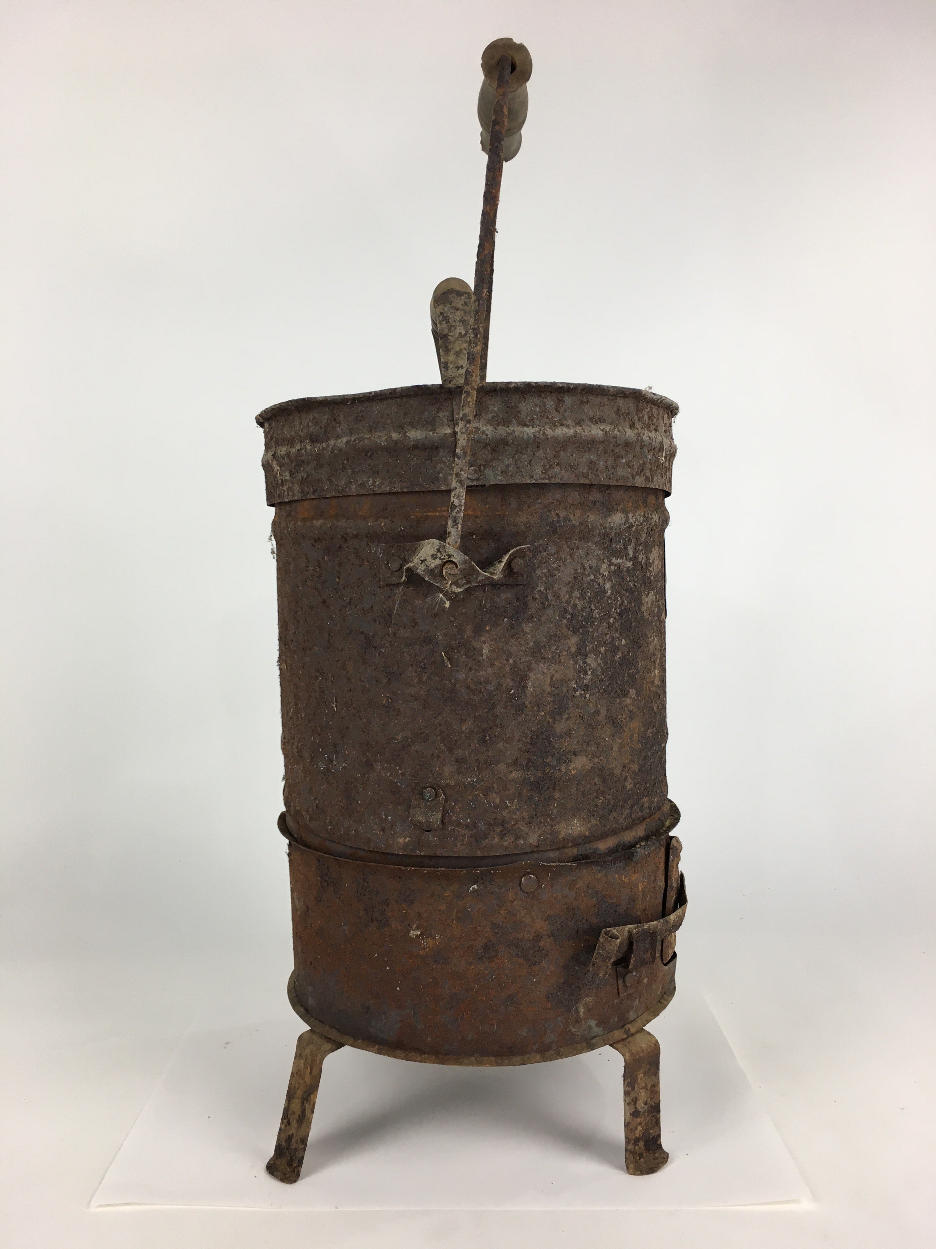 Antique C1900 Japanese Iron Fireplace Cooking Stove Charcoal Brazier T97
