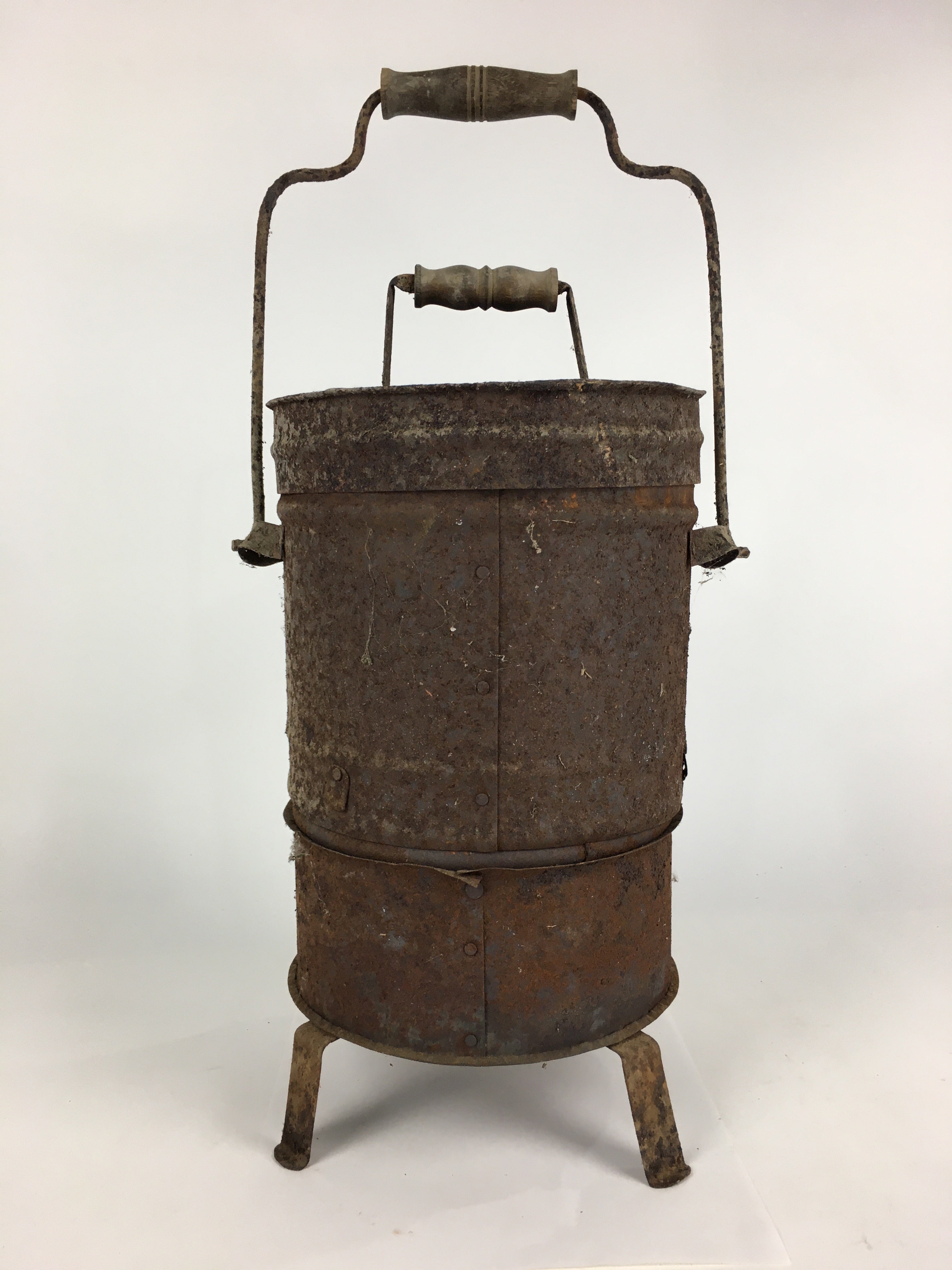 Antique C1900 Japanese Iron Fireplace Cooking Stove Charcoal Brazier T97