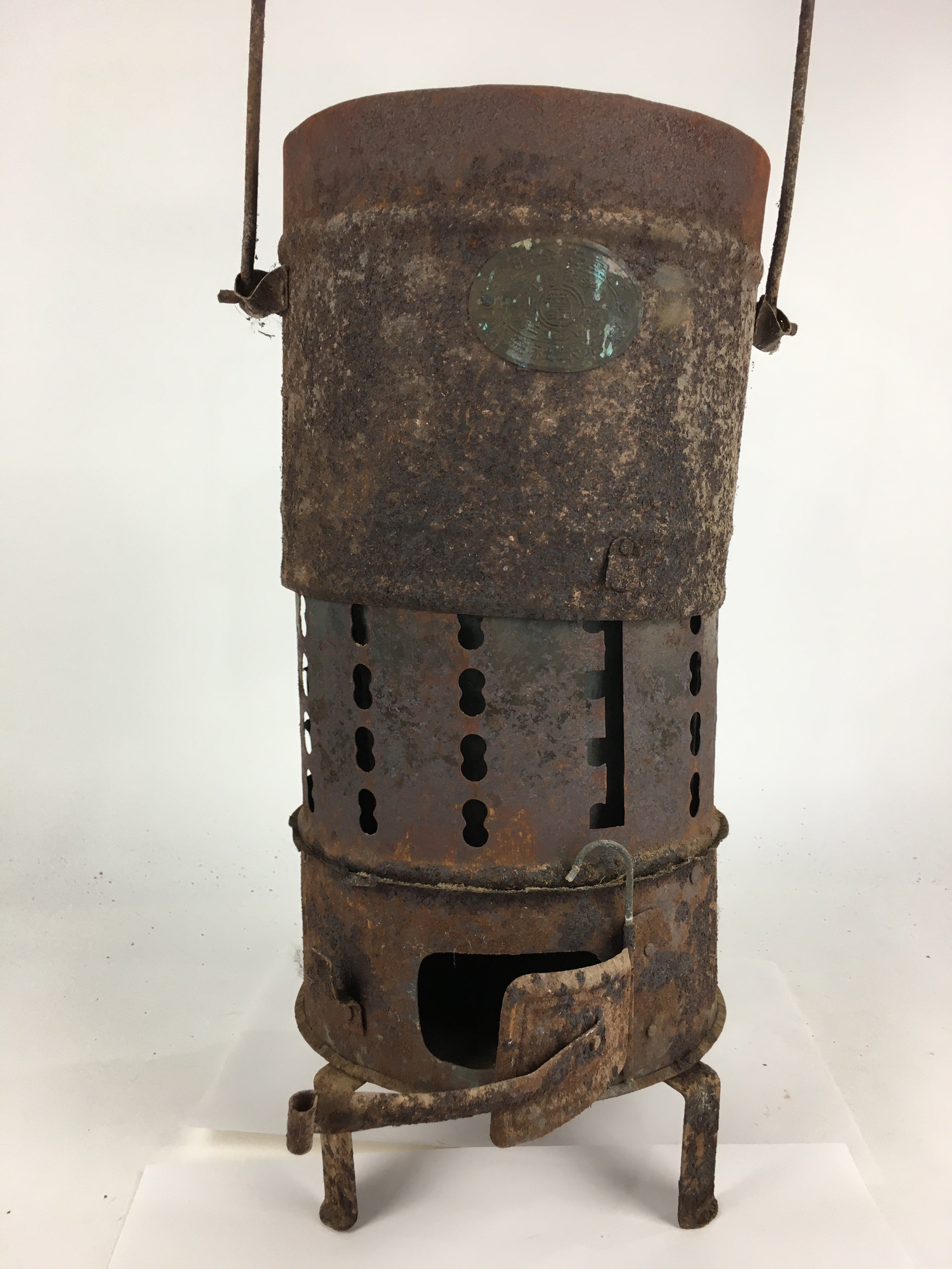 Antique C1900 Japanese Iron Fireplace Cooking Stove Charcoal Brazier T97