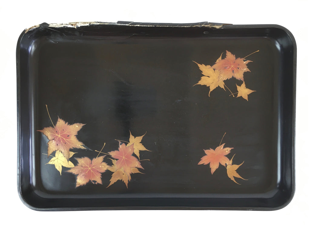 Antique C1900 Japanese Lacquered Tray Rectangle Obon Nurimono UR792