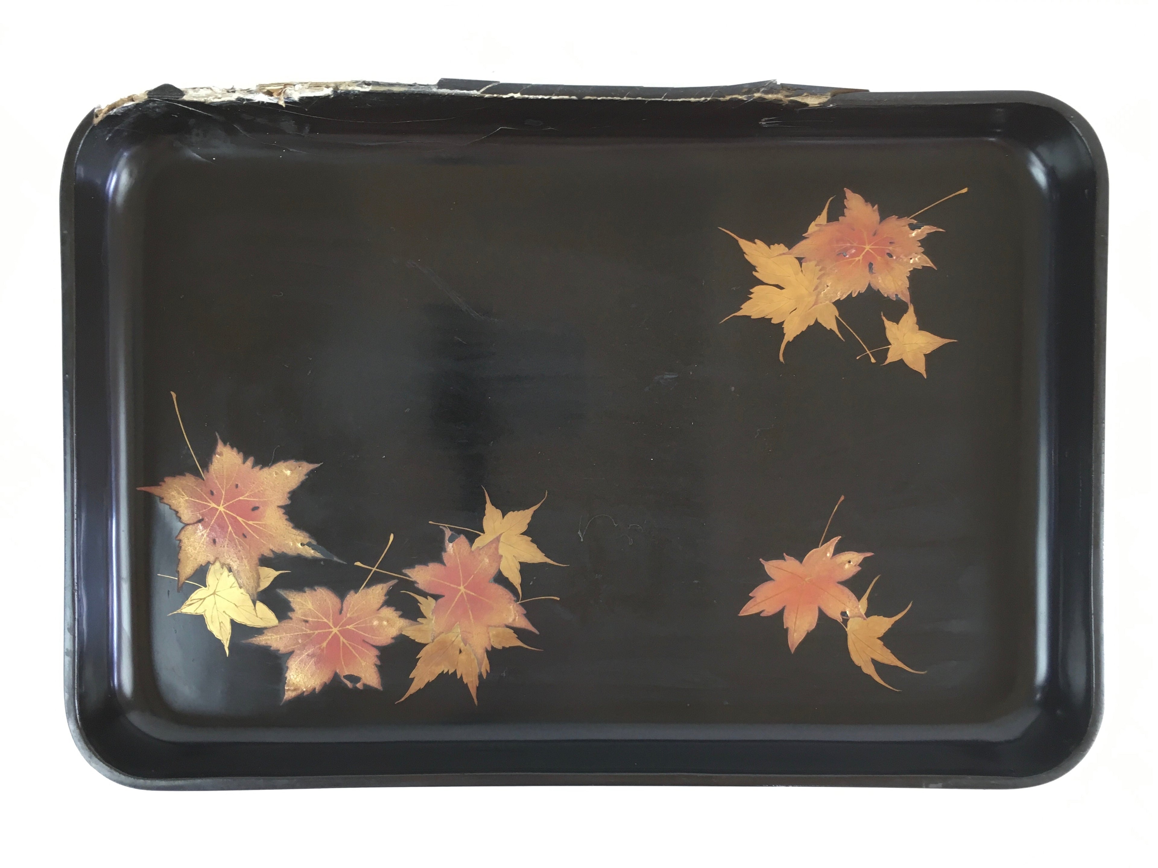 Antique C1900 Japanese Lacquered Tray Rectangle Obon Nurimono UR792