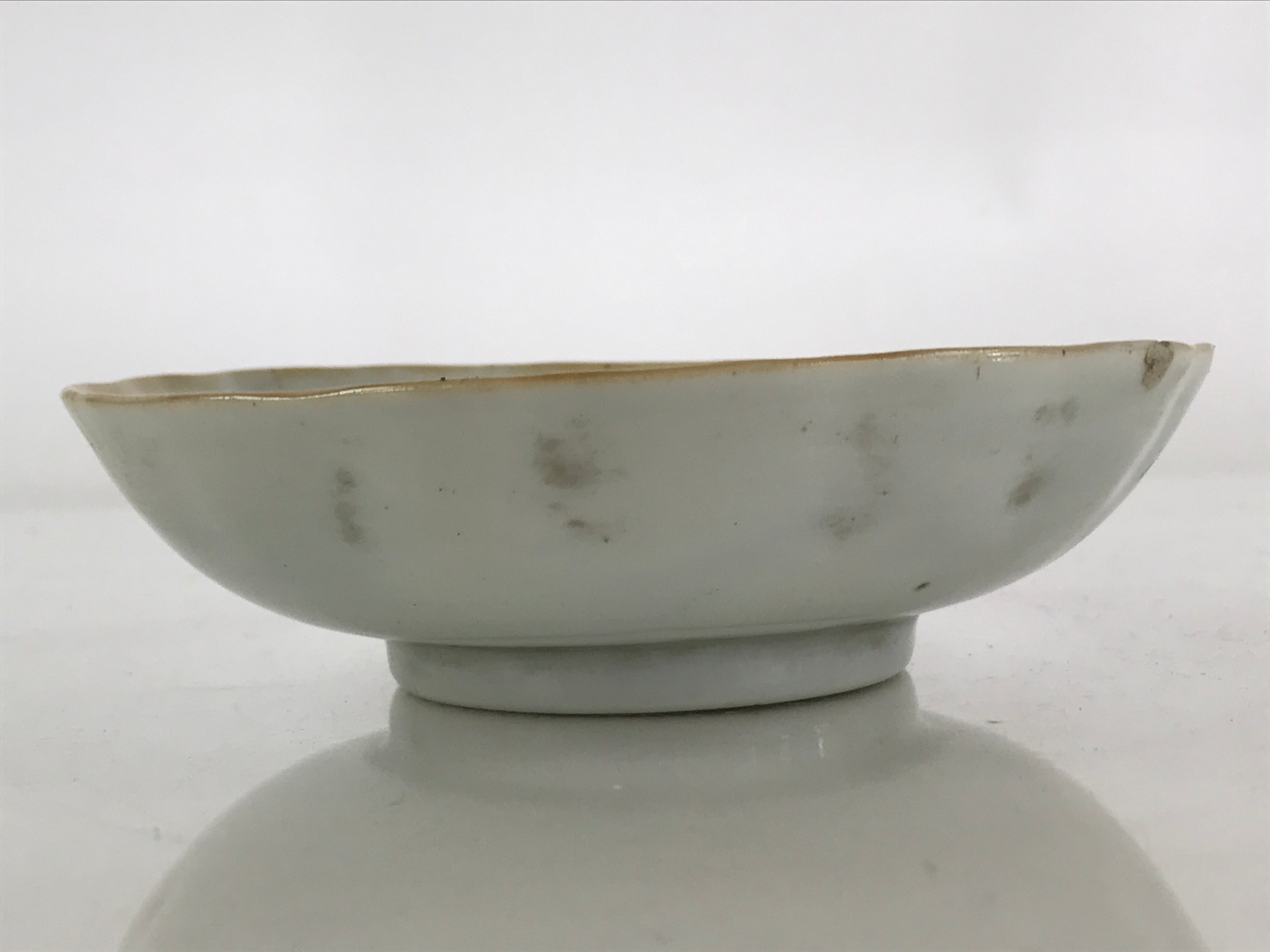 Antique C1900 Japanese Porcelain Bowl Blue Sometsuke Crane White PY206