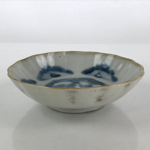 Antique C1900 Japanese Porcelain Bowl Blue Sometsuke Crane White PY207