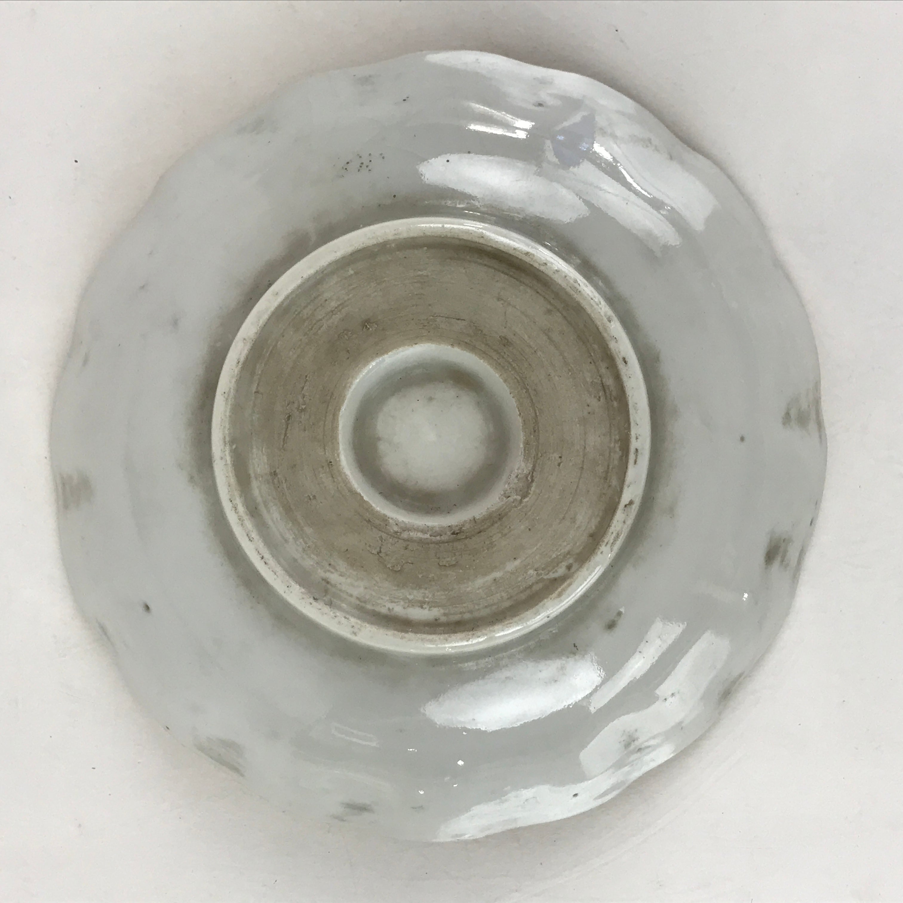 Antique C1900 Japanese Porcelain Bowl Blue Sometsuke Crane White PY207