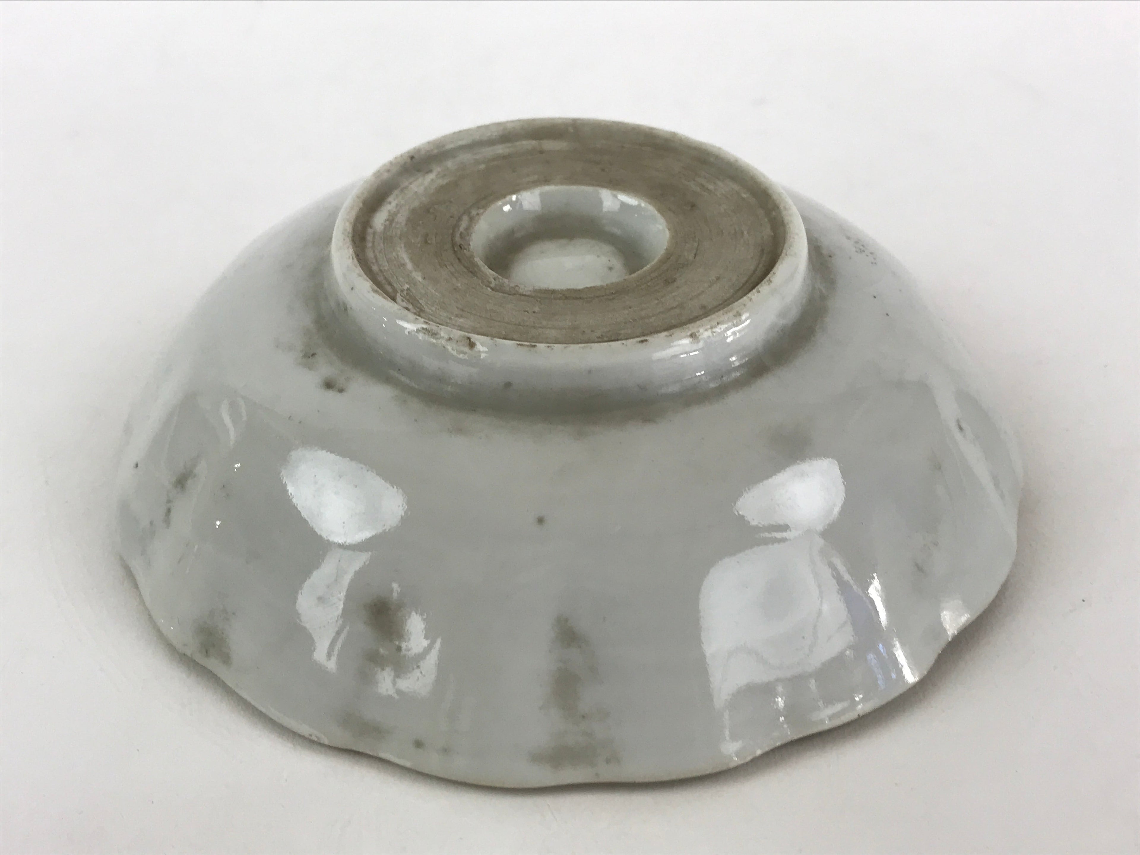 Antique C1900 Japanese Porcelain Bowl Blue Sometsuke Crane White PY207