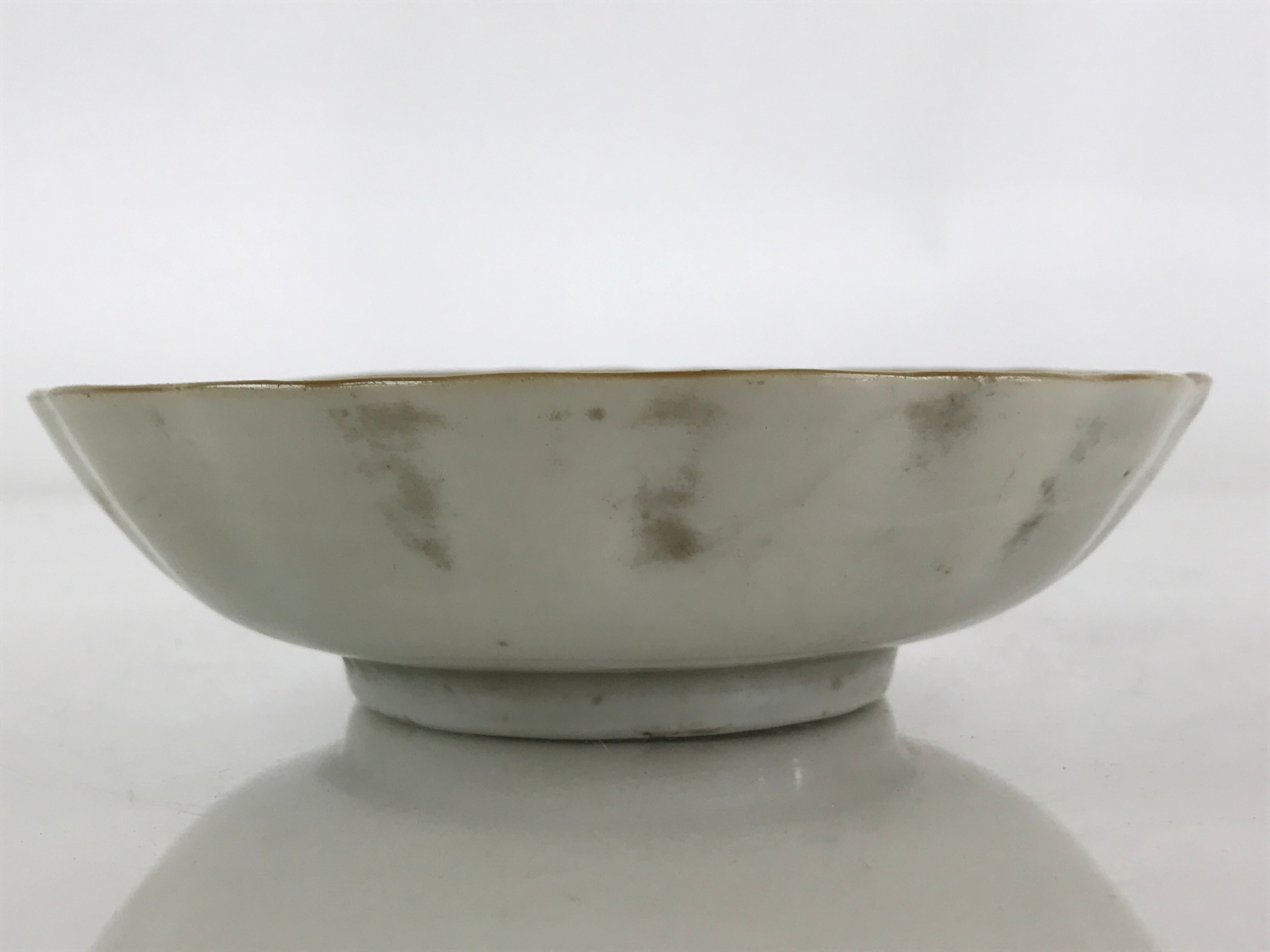 Antique C1900 Japanese Porcelain Bowl Blue Sometsuke Crane White PY207