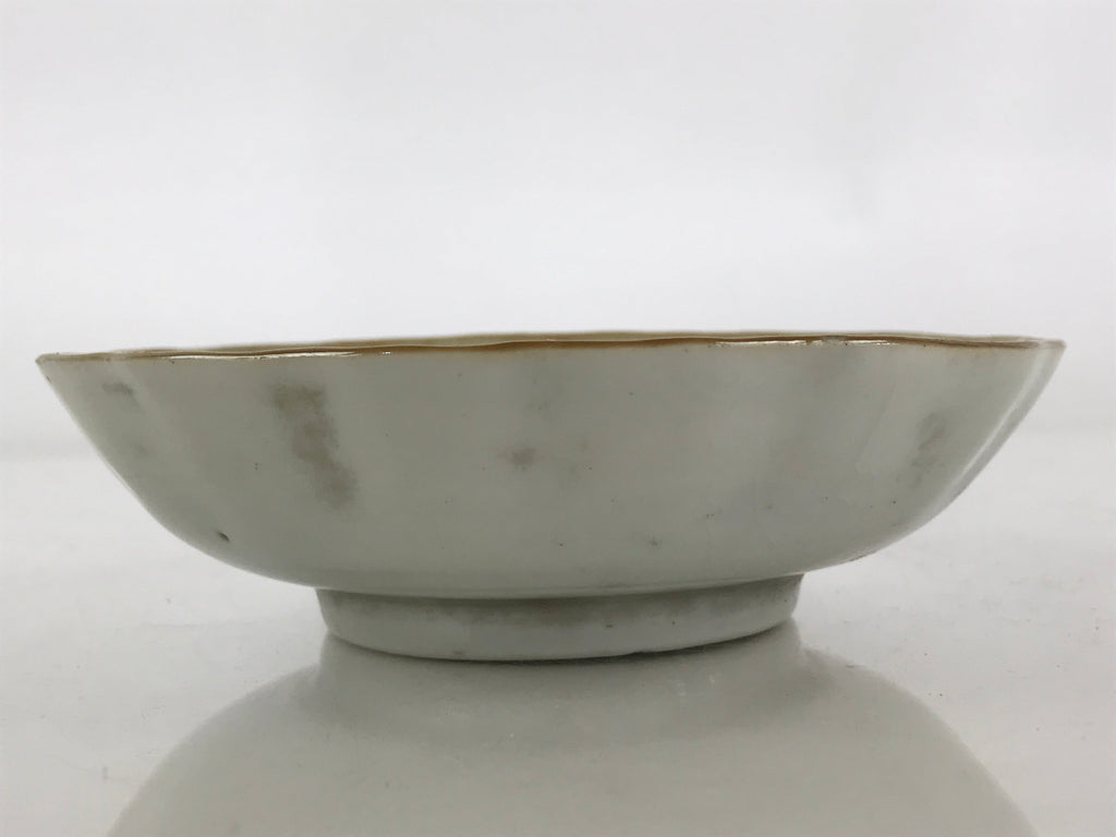 Antique C1900 Japanese Porcelain Bowl Blue Sometsuke Crane White PY207