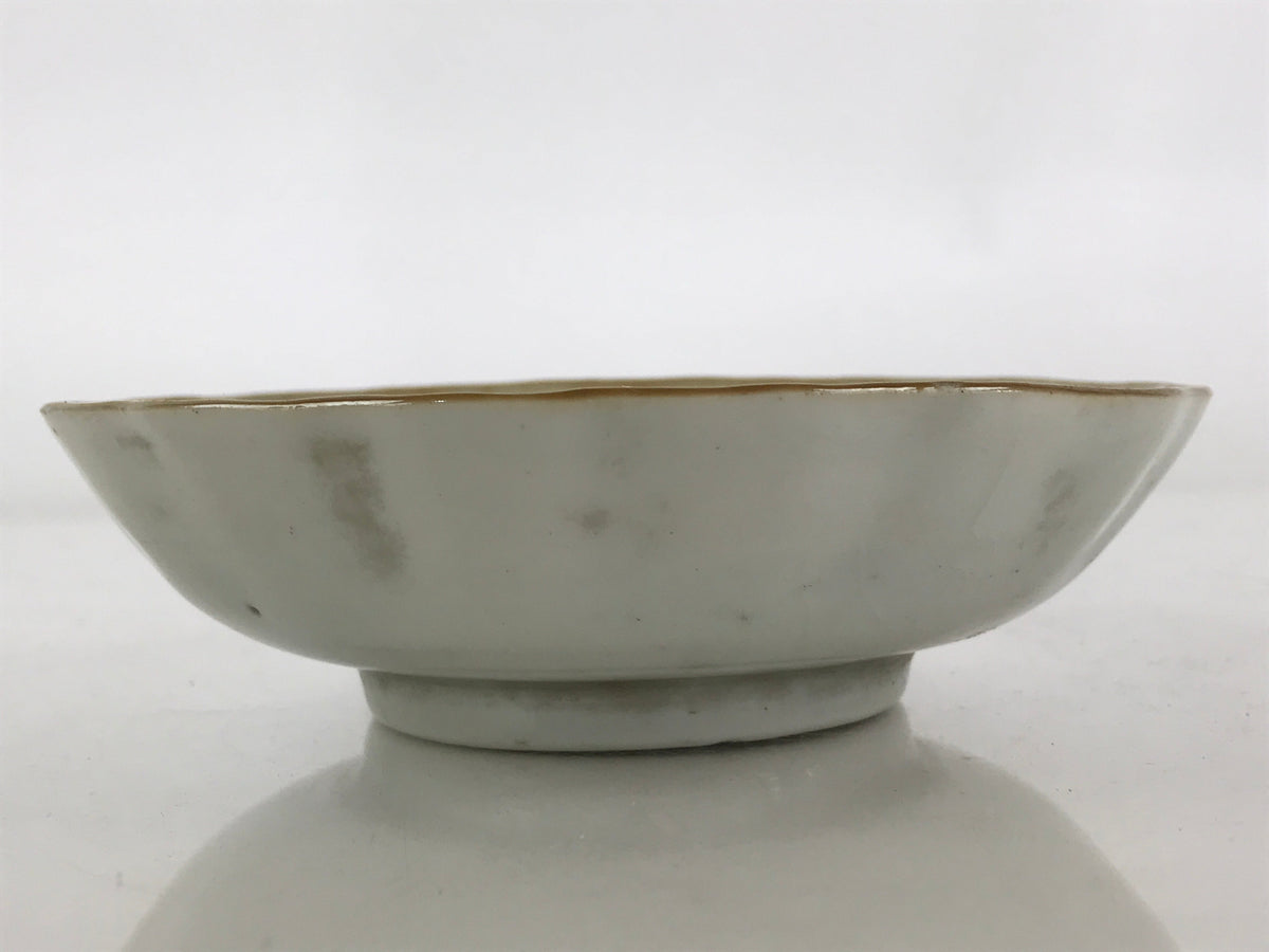 Antique C1900 Japanese Porcelain Bowl Blue Sometsuke Crane White PY207