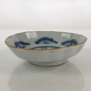 Antique C1900 Japanese Porcelain Bowl Blue Sometsuke Crane White PY208