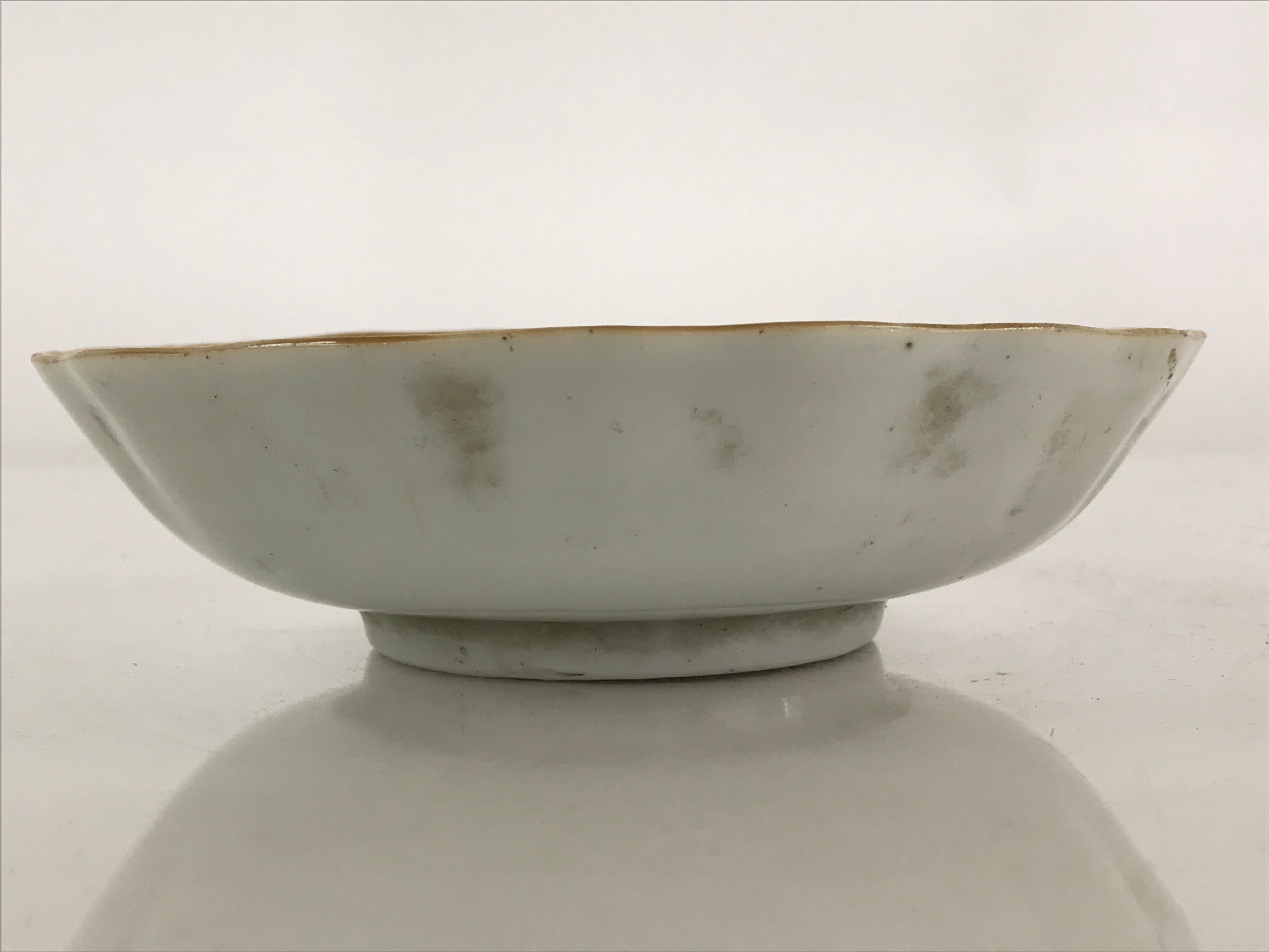 Antique C1900 Japanese Porcelain Bowl Blue Sometsuke Crane White PY209