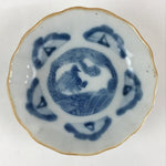 Antique C1900 Japanese Porcelain Bowl Blue Sometsuke Crane White PY209