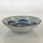 Antique C1900 Japanese Porcelain Bowl Blue Sometsuke Tower White PY210