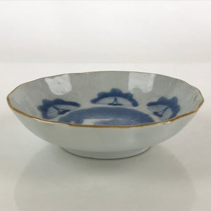 Antique C1900 Japanese Porcelain Bowl Blue Sometsuke Tower White PY211