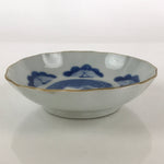 Antique C1900 Japanese Porcelain Bowl Blue Sometsuke Tower White PY212