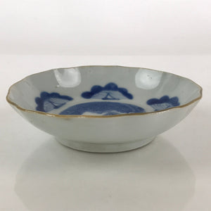 Antique C1900 Japanese Porcelain Bowl Blue Sometsuke Tower White PY212