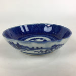 Antique C1900 Japanese Porcelain Deep Plate Sometsuke Blue Flower PY10