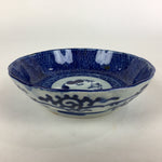 Antique C1900 Japanese Porcelain Deep Plate Sometsuke Blue Flower PY11