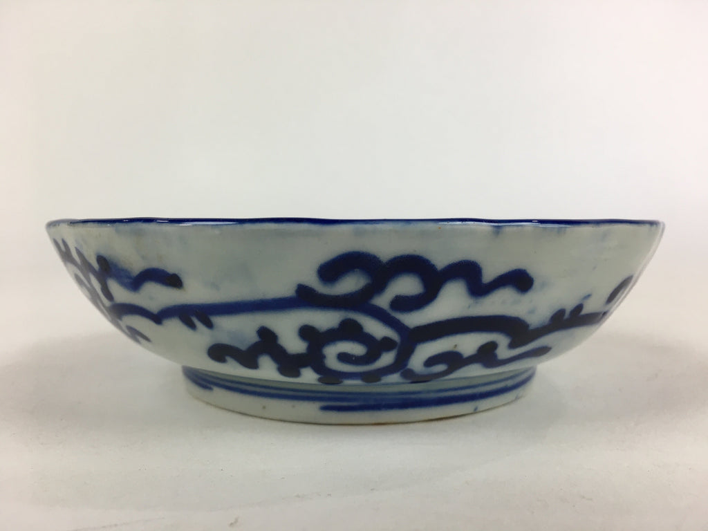 Antique C1900 Japanese Porcelain Deep Plate Sometsuke Blue Flower PY11
